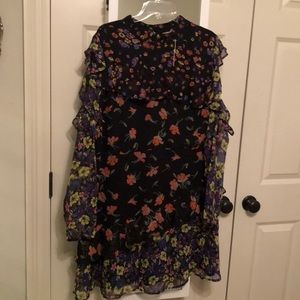 ASOS Curve Black Floral Ruffle Mini Dress